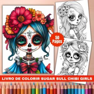 Livro de Colorir Caveira de Açucar (50 Pages)